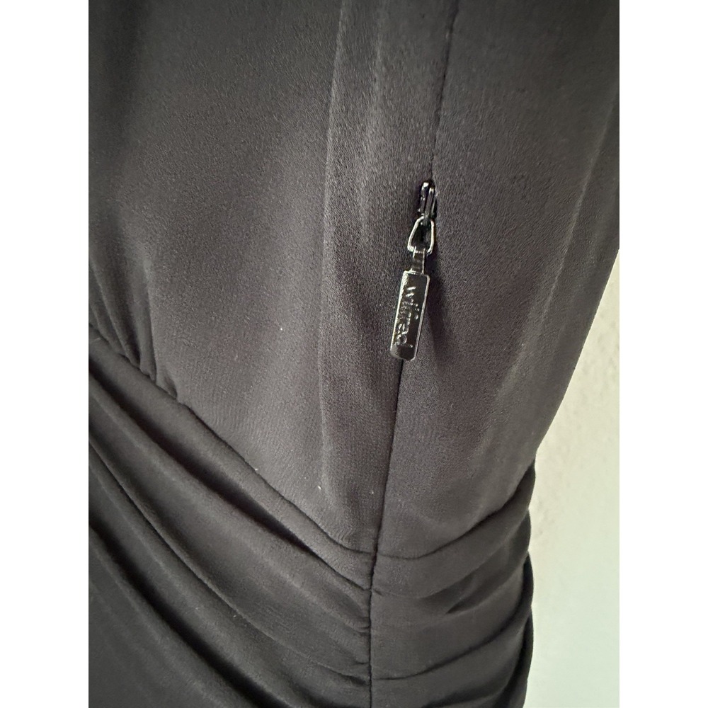 Aritzia Wilfred Cursive Dress Black Size 6 Long Sleeve V Neck Slit Midi - Picture 9 of 12